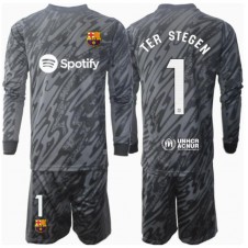 Barcelona Ter Stegen #1 Målvakt Tredjeställ Barn 2024-25 Långa ärmar (+ Korta byxor)